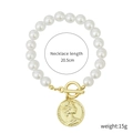 Baroque irregular pearl bracelet with 20.5cm length and golden queen coin pendant - S2006-1 Coin Pendant