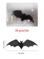 3D laser bat wall sticker detail showing 15cm size specifications and 36pcs set quantity - Black Laser Material Bats (36Pcs)