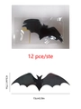 Size specifications for a 12-piece set of 3D black laser bat wall stickers for Halloween - Black Laser Material Bats (12Pcs)