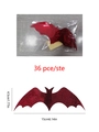 Set of 36 glittery red 3D bat wall stickers for Halloween decoration 15x4.5cm - Red Laser Material Bats (36Pcs)