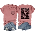 Flat lay of pink V-neck T-shirt with pickles print and distressed denim shorts - Rose Gold (Black Font)