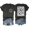 Women's charcoal V-neck T-shirt with 'Either You Love Pickles' print and ripped denim shorts - Black Heather Grey