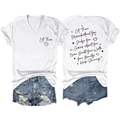 Detail view showing white V-neck T-shirt with Let Them print and ripped denim shorts - S / White (Black Font)