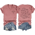 Front and back detail of a pink V-neck T-shirt with Let Them inspirational quotes - Rose Gold (Black Font)