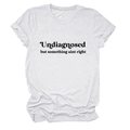 Detail of white cotton T-shirt featuring black artistic slogan print and crew neck design - White (Black Font)
