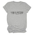 Detail of grey heather t-shirt featuring LIFE IS BETTER WITH MY GRANDS print design - Light Gray (Black Font)