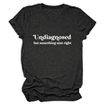 Detailed flat lay of heather charcoal crew neck T-shirt with white graphic slogan - Heater Grey (White Font)