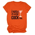 T-shirt in cotone arancione brillante con grafica cocktail e tipografia artistica - Arancione