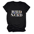 Détail de la texture en coton et du motif graphique Bird Nerd coloré sur le t-shirt noir - Noir (Texte Blanc)