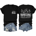 Ensemble t-shirt noir col en V avec imprimé végétal et short en jean vieilli - Noir (Imprimé Blanc)