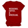 T-shirt in cotone rosso con stampa slogan Weekends Coffee & Wrestling bianca - Taglia S / Rosso (Testo Bianco)