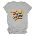 Detail of grey Softball Grandma t-shirt with colorful heart and softball stitch pattern - S / Light Grey (Black Text)
