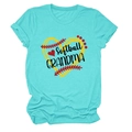 Flat lay of a teal cotton t-shirt with Softball Grandma heart print on white background - S / Deep Water Blue (Black Text)