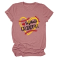 Detail of Softball Grandma print on a mauve crew neck cotton T-shirt with heart graphic - S / Rose Gold (Black Text)
