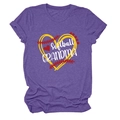 Close-up of the Softball Grandma print on a heather purple cotton blend t-shirt fabric - S / Purple (White Text)