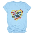 Detail of Softball Grandma heart print on light blue cotton crew neck t-shirt - S / Light Blue (Black Text)