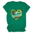 Close-up of green cotton t-shirt featuring yellow heart and softball grandma print - S / Ink Green (White Text)