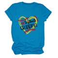 Bright blue Softball Grandma crew neck cotton t-shirt with heart and baseball graphics - S / Lake Blue (Black Text)