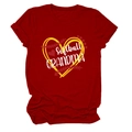 Macro detail of the softball grandma print on a soft red cotton crew neck t-shirt - S / Red (White Text)