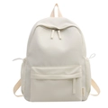 Minimalist off-white large capacity fashion backpack with front pocket and side slots - White
