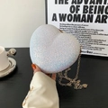 Sparkly light blue heart-shaped evening bag with a gold chain strap for women - White