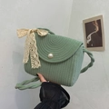 Borsa a tracolla intrecciata verde con fiocco in pizzo crema e chiusura a perla chic - Stile Con Fiocco in Pizzo / Verde