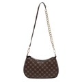 Vintage dark brown floral monogram shoulder bag with gold chain strap for women - Brown