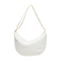 Borsa tote bianca minimalista con trama intrecciata e tracolla regolabile - Bianco