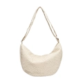 Borsa hobo plissettata beige chiaro chic con design minimalista a forma di luna - Cachi
