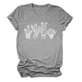 Detail van grijs katoenen T-shirt met minimalistische witte cactus-illustraties - S / Donkergrijs (Witte Tekst)