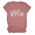 Dettaglio del tessuto in cotone con stampa di cactus bianchi su t-shirt rosso rosa - S / Oro Rosa (Testo Bianco)