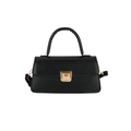 Klassische schwarze quadratische Handtasche aus mattem Leder mit goldener Metallschnalle - Schwarz