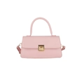 Pink vintage small square bag with gold metal clasp and top handle for women - Pink