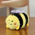 Portachiavi ape di peluche con strisce gialle e nere e ali viola su legno - Viola