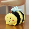 Portachiavi ape di peluche con strisce gialle e nere e anello in metallo argentato - Blu