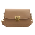 Borsa a tracolla beige minimalista con elegante fibbia in metallo dorato - Cachi