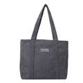 Borsa tote minimalista in velluto a coste grigio con etichetta moda e grande capacità - grigio scuro