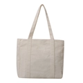 Borsa tote in velluto a coste bianco crema con strisce e etichetta alla moda - Bianco