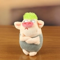 Lustiger Plüsch-Schlüsselanhänger mit grünen Haaren und grauer Piggy-Puppe für Taschen - Grau