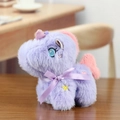 Cute lavender plush unicorn keychain with pink horn and gold star embroidery detail - Purple