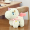 Cute white plush unicorn keychain with pink glitter horn and colorful star embroidery - Yellow