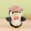 Cute penguin plush charm with pink striped hat and bowknot for bags and keys - Standard Type / Black
