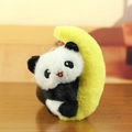 Porte-clés panda en peluche sur une lune jaune, accessoire doux pour sac à dos - Noir / 13cm