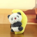 Porte-clés peluche panda mignon tenant une lune jaune pour sacs et clés - Gris / 13cm