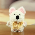 Süßer Westie-Hundeanhänger aus Plüsch mit rosa Pfoten und gelber Karoschleife - 14cm / Gelb