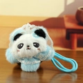 Niedlicher Panda Plüschanhänger mit hellblauem Spitzenkragen und gewebter Kordel - Etwa 10 cm / Blau