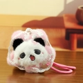 Niedliches Panda-Plüsch-Haargummi mit rosa Elastikband und zartem Spitzenbesatz - Etwa 10 cm / Rosa