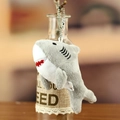 Plush grey shark keychain pendant made of soft short fleece with silver ball chain - Gray / About 11cm Length