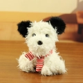 Porte-clés Westie en peluche blanche avec écharpe rayée rouge et blanche pour sac à main - Écharpe à Rayures Rouges