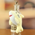 Cute yellow plush shark keychain with white belly and silver bead chain accessory - Yellow / About 11cm Length